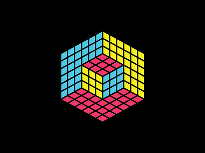 The Cube cmyk cube experiment icon logo mark rubiks