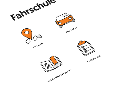 Fahrschule driving school fahrschule flat icons minimal simple