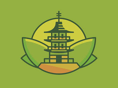 Temple design icon illustration logo temple zen