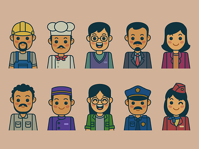 Professions costume illustration people potrait profession