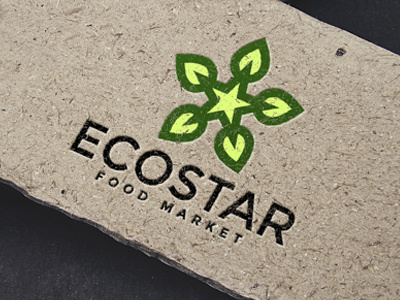 ECOSTAR Food Market brand eco food health leaf logo market natural organic star