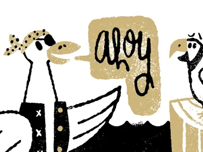 Ahoy!! illustration parrot pirate seagull