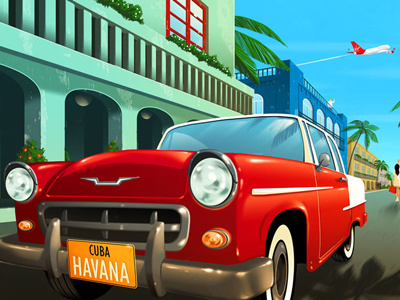 Virgin Atlantic calendar illustration by Rui Ricardo cuba havana holiday illustration virgin