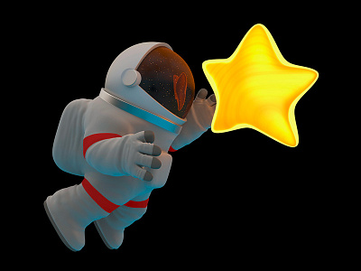 Astronaut With Star 3d astronaut blender boy rendering space star