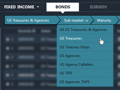 Complex Nav Simplified bonds design dropdown filter finance navigation navigator subnav subnavigation ui ux