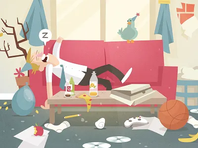 Party hard illustration mess. bird