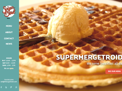 Sugar Bowl Website diner food responsive restaurant waffles website