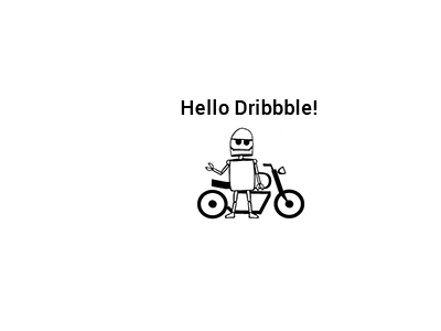 Mr. Roboto rides a motorcycle animation illustration robot