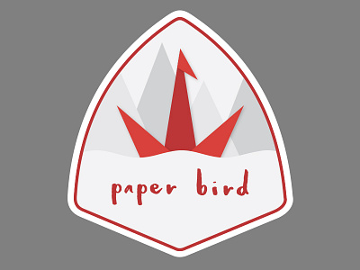 Paper Bird angles badge bird grey logo mountains origami paper red water