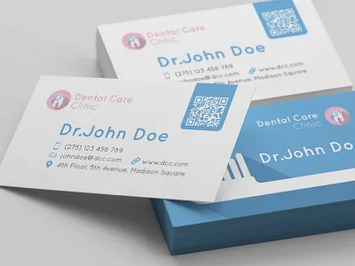 Dentist Business Card business business card card dental dentist flat long shadow printing template