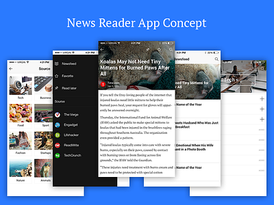 News Reader - IOS Concept app application flat ios iphone newsreader reader simle text