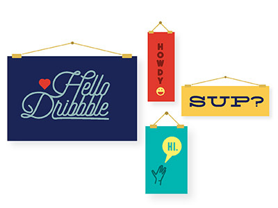 Hello Dribbble digital illustration