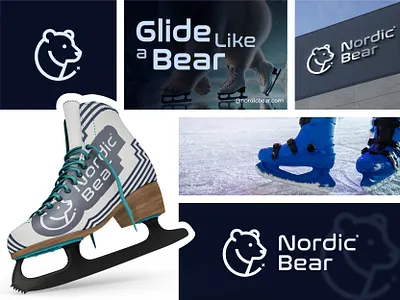 Nordic bear logo design bear logo bear logo design branding creative logo creative logo for sale design freelance designer graphic design ice skating logo logo logo design logo designer logo for sale minimalistic logo modern logo modern logo design simple logo unused logo