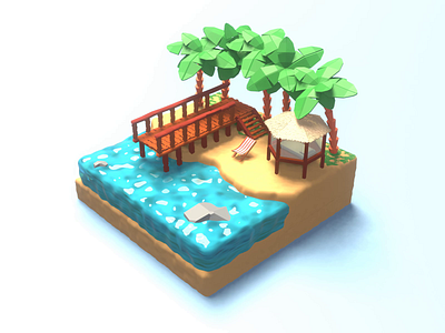 Beach Fale - 3D Design 3d 3disometric 3dmodel blender blender3d design gameart gamedesign illustration