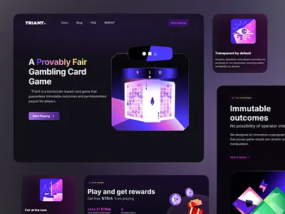 TRIANT Gambling Card Game blockchain gaming blockchain transparency cryptographic fairness dark theme design digital card games futuristic aesthetics gambling card game game outcomes gaming platform immersive interface interactive design intuitive navigation modern ui neon accents player rewards provably fair secure platform sleek visuals transparent design ux ui
