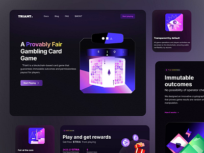 TRIANT Gambling Card Game blockchain gaming blockchain transparency cryptographic fairness dark theme design digital card games futuristic aesthetics gambling card game game outcomes gaming platform immersive interface interactive design intuitive navigation modern ui neon accents player rewards provably fair secure platform sleek visuals transparent design ux ui