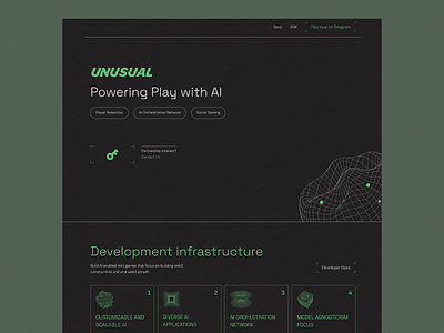 AI-Powered Gaming Infrastructure Platform ai applications ai gaming platform ai orchestration dark theme design developer tools futuristic design gaming infrastructure grid textures immersive layout innovation driven interactive elements minimalistic design modular design motion design player retention scalable ai tech focused interface ux ui web3 growth