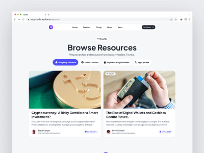 UniFin Fintech Template for Webflow → Resources components design digital business finance fintech website homepage landing landing page marketing page pages resource page resources template ui unified ui unifiedui ux website