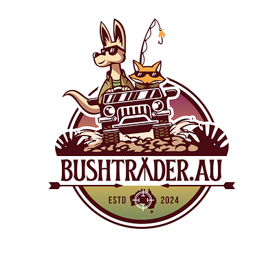 Bushtrader.au australia branding camp car graphic design logo mascot design ui vector