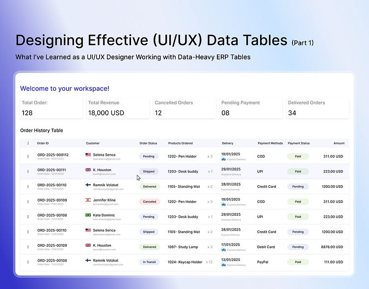 Designing Effective Data Tables - UI UX by Vaishali Samanta on Dribbble