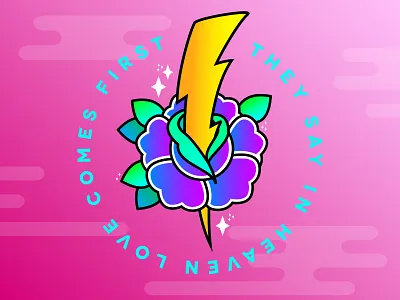 Heaven Is A Place On Earth flower heaven lightning love pink stars traditional traditional tattoo vector