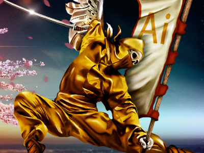 Header ai fighter flag header kungfu ninja photoshop psd sakura web wolf