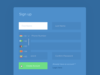 Sign Up blue create login sign up