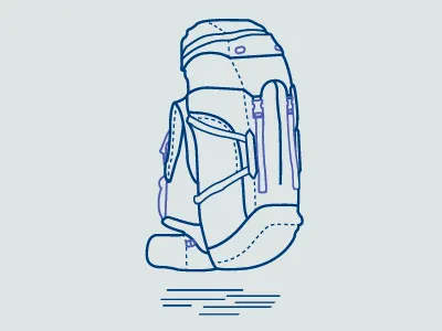 backpack illustration backpack blue illustration mountain outdoor outlines purple