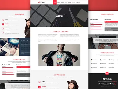 About Us Page interface kit player portfolio psd template trendytheme ui ui kit ux web design wire frame