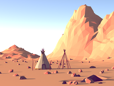 Low Poly Landscape [WiP] art landscape low poly mountains tipi