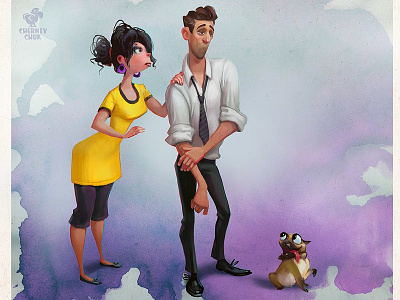 Character design animation art character dog draw man