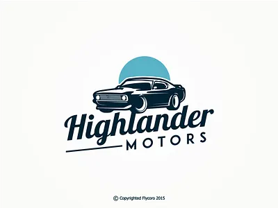 Bold logo concept for Highlander Motors car clean dealership logo mustang1970 retro