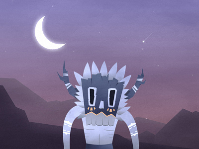 Tiki Character 2d character landscape mountains sky tiki