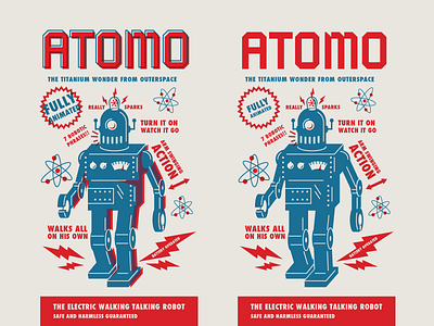 Atomo the retro robot poster retro robot screen print