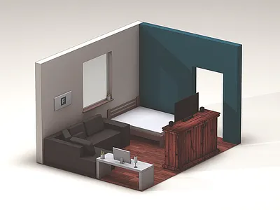 Room Model 3d c4d cinema 4d cubes digital art low poly model photoshop render