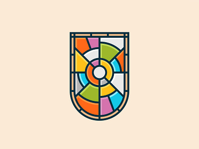 Stained Glass Shield badge christian church emblem glass religion. shield stained tile tiled