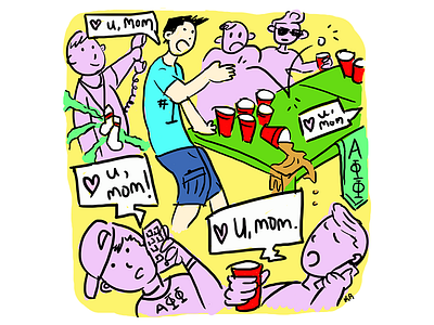 "Love U, Mom" Frat Bros blog bros doodle drawing frat fraternity illustration techie