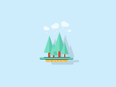 Trees clouds earth flat illustration tree