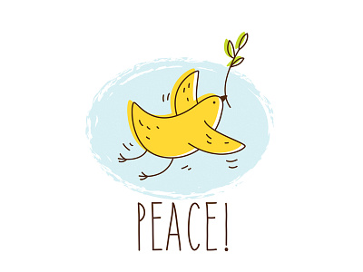 Peace! bird blue cloud dove olive peace yellow