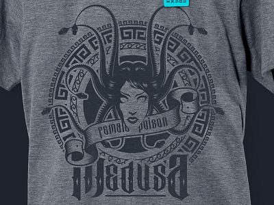 Medusa Illustration female glyphs greece head illustration marl patterns poison shirt snake type woman