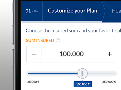 Mobile input field + range slider flat funnel input pattern progress bar responsive slider step bar tooltip ui ux