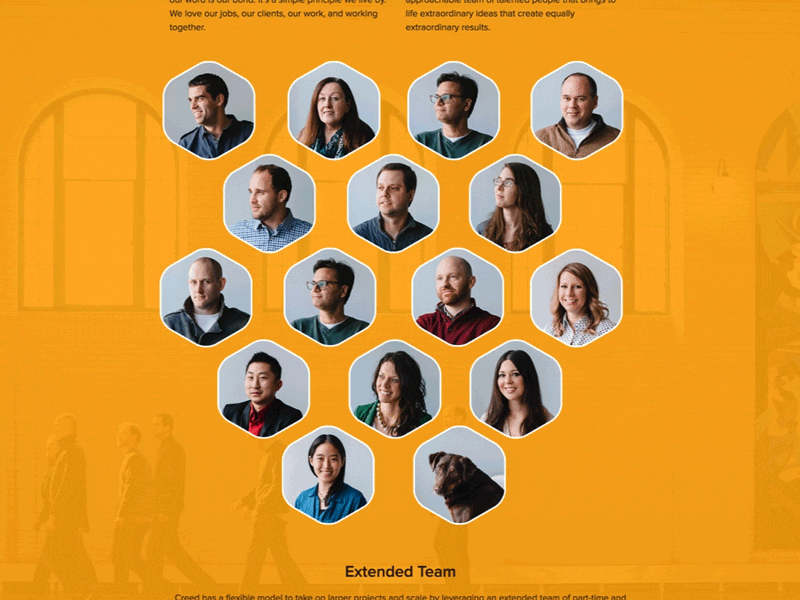 Team Page bio gif hexagon hive ixd people team yellow