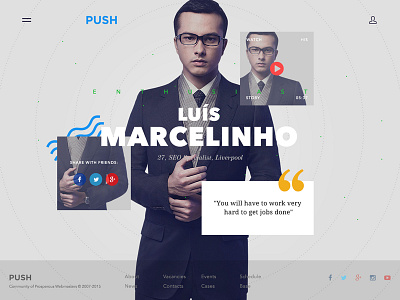 Push. Inside. business clean colors corporate flat layout metro profile typography ui ux web design website