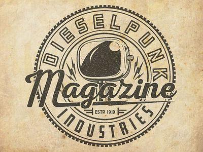 Dieselpunk Industries Magazine Logo dieselpunk illustration line art retro