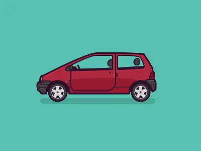Renault Twingo car flat illustration line renault simple twinge