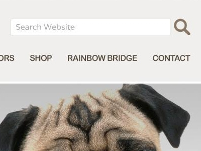 Under My Wing Pug Rescue Website Header design development header navigation search website