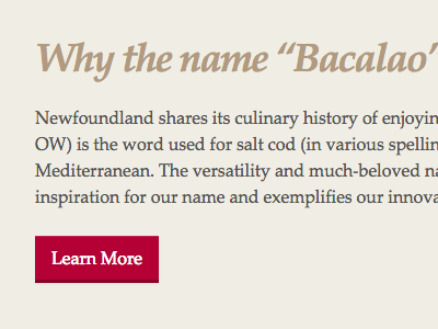 Bacalao Website Why button design development homepage website