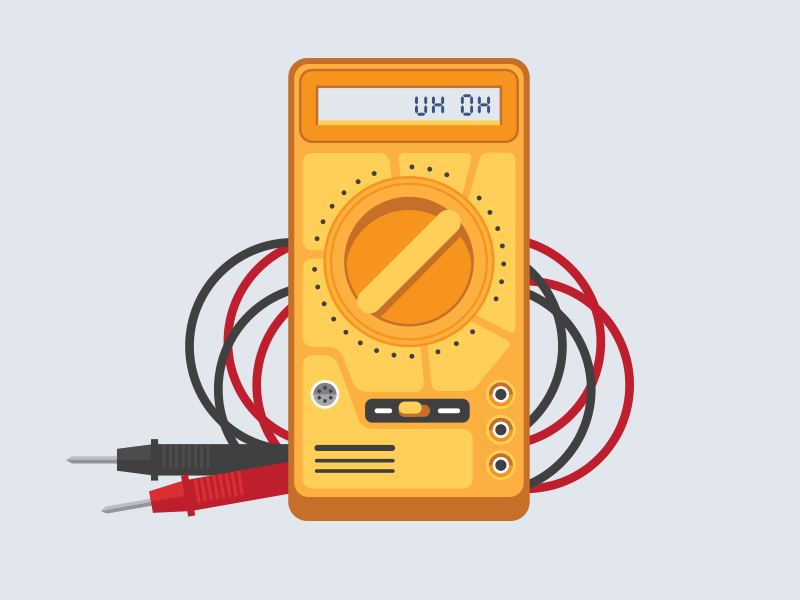 Voltmeter electronic flat illustration meter vector volt