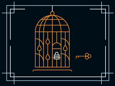 Birdcage 20s art deco birdcage cage key lock pinstripe