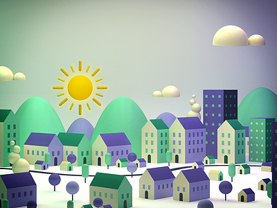 3D cityscape 3d buildings cinema4d city clouds landscape